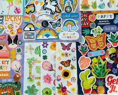 10 Sticker sheets Rainbow Fantasy Stars Smiley Face Hearts Butterflies Flowers