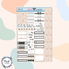 Kawaii Bunny Neutral Floral Pattern Planner Stickers Sampler, Floral Pattern,