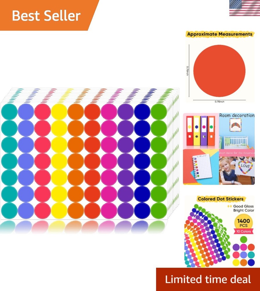 1400 PCS Vibrant Colored Dot Stickers: Perfect for Classroom & Creative Projects