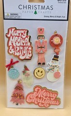 9-piece MERRY, MAGICAL & BRIGHT 3D Stickers by Christmas Paper Crafts, NEW