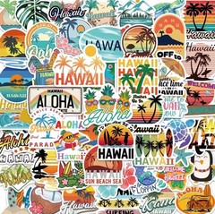50pcs Hawaiian Vacation Stickers Vinyl Waterproof Aloha Surf Beach Decals