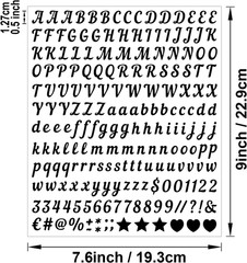 0.5 inch Small Letter Sticker, Black Vinyl Self Adhesive Alphabet Number Sticker
