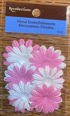 Recollections Pink & White 12pc Floral Flowers Scrapbook Or Card Embellishments