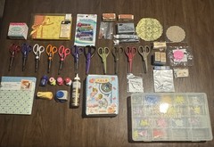 Huge Scrapbooking Craft Supply Lot Paper Stickers Stamps Decorative Scissors