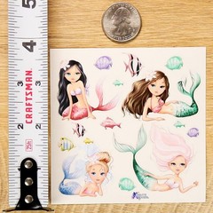 Violette Stickers – Mermaid Girls – 1 Ocean Fantasy Sticker Sheet – Stationery