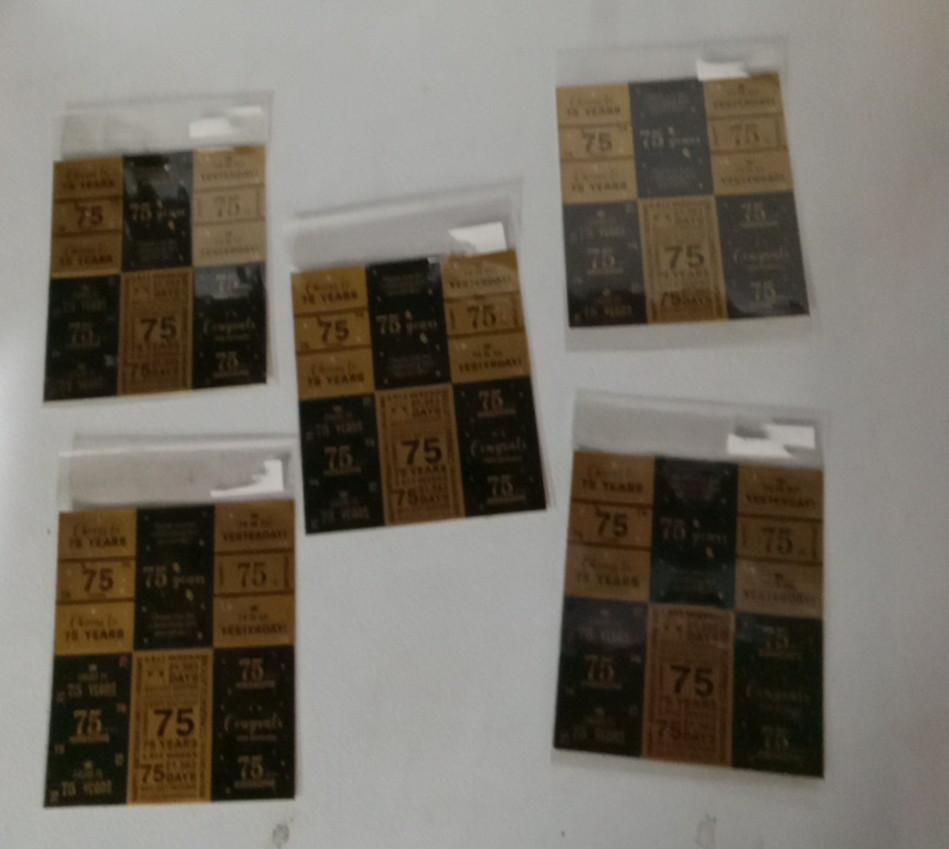 Cheers To 75 Years Stickers 5 Sheets