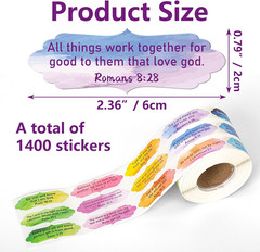 1400Pcs Bible Verse Sticker Scripture Inspirational Label Self-Adhesive Religiou