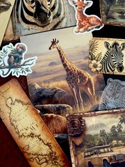 104 Pc Vintage Safari Junk Journal Kit African Wildlife Maps Tags Ephemera Set