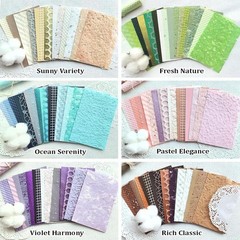 102 Unique Textured Scrapbook Papers & Mesh Fabric Sheets(17 Designs × 6 Colors