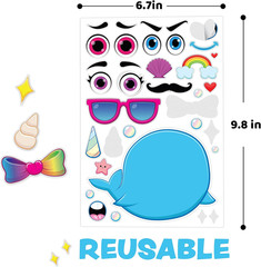 36 Make-a-Face Sticker Sheets + 100 Kids Self-Ink Stamps Easter Favors