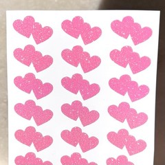 Glitter Double Heart Stickers! – 0.5” to 4 inch – Choose a Size and Color!