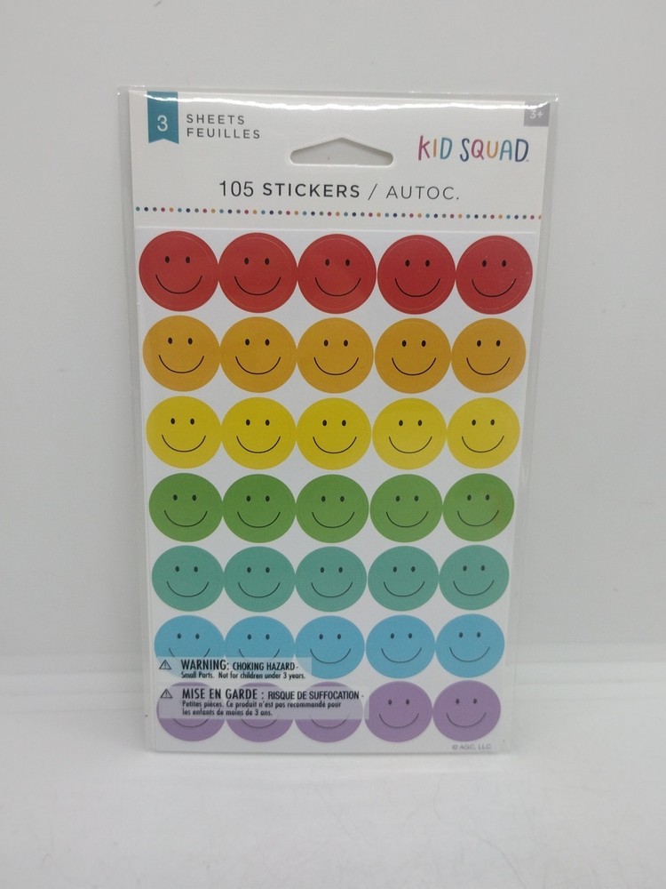 Kid Squad Stickers Multicolored Happy Faces Smileys Emoticon 125 Stickers