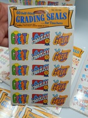 16 – VTG Eureka 60 Count Self-stick Grading Seals Sticker Sheets – Teacher BE191