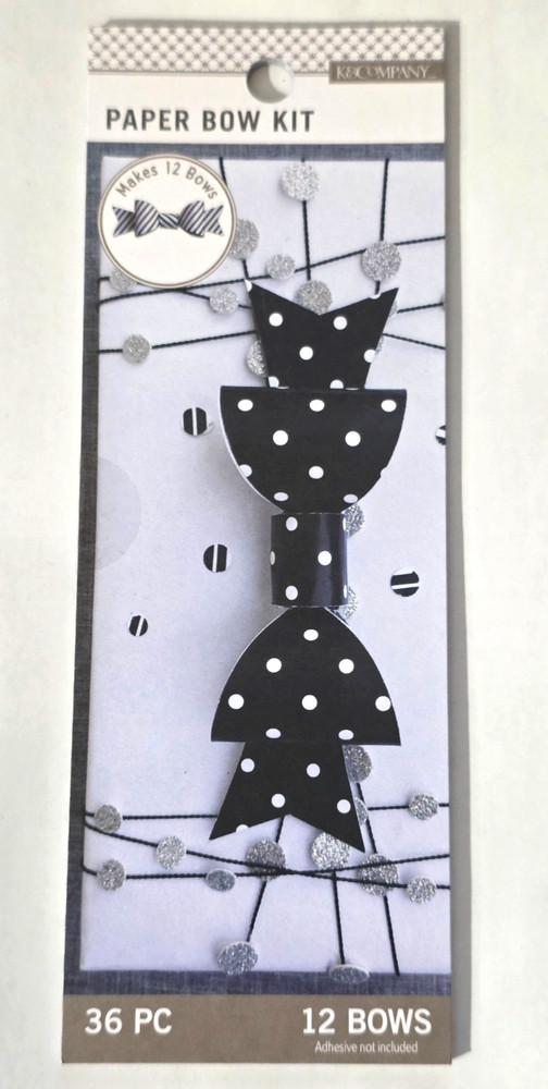 K&Company BLACK & WHITE Paper Bow Kit – Makes 12 Bows – 36 pcs