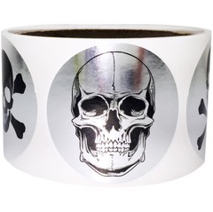 Skull and Crossbones Stickers | 2″ Inches Round – 100 Pack | Pick One Color