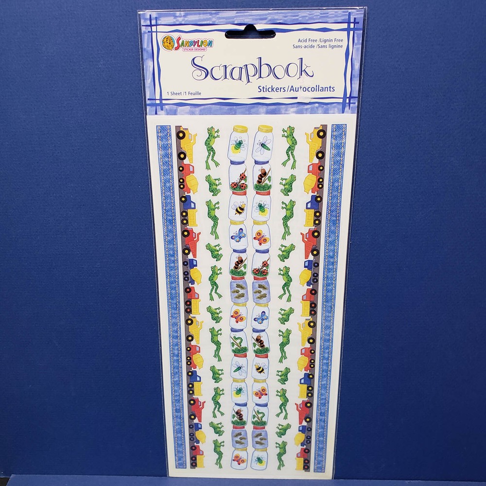 SANDYLION Scrapbook Stickers LITTLE BOYS BORDER Trucks Frogs PSCB90 from 2002
