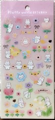 GAIA Fluffy World Flower Sticker Lovely Animal Cat Kitten Rabbit MADE IN JAPAN