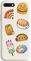 60 PCS Cute Food Stickers Snack Hamburger Pizza Cake Donuts Vinyl Waterproof