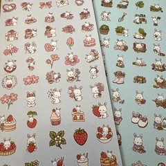 Small Kawaii Bunny Sticker Sheets Planner, Scrapbooking, Sticker Charts