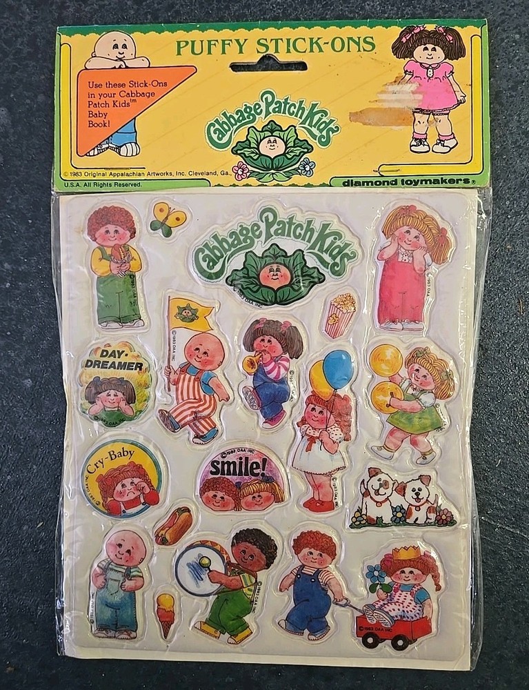1983 CABBAGE PATCH KIDS AT THE CIRCUS AND PARADE Sealed Style 4 Puffy Stickers