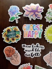 STICKERS x 12 Positive Affirmation Choose Happy You are My Sunshine Flowers 23Y5