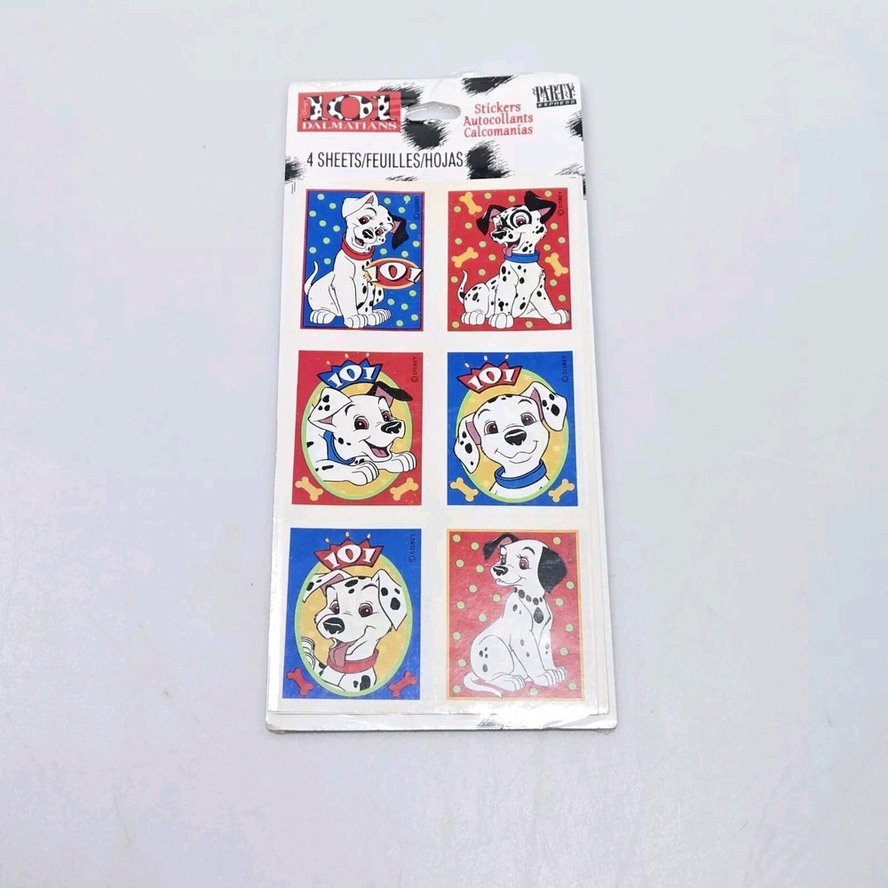 Vintage DISNEY 101 Dalmatians Stickers 90s 4 Sheets Squares
