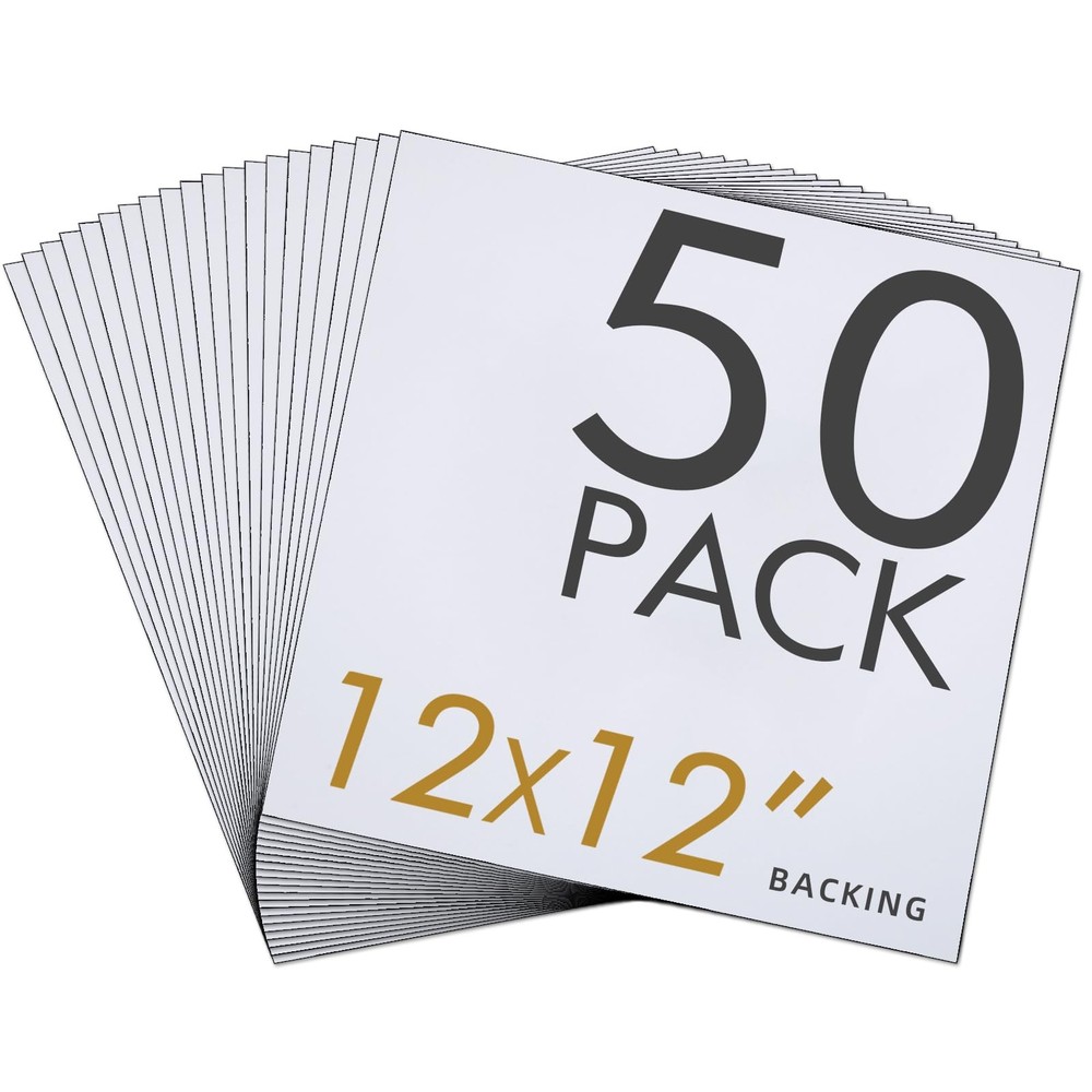 50 PCS AcidFree Mat Boards 12×12 Inch Uncut White Backing 4Ply Thickness