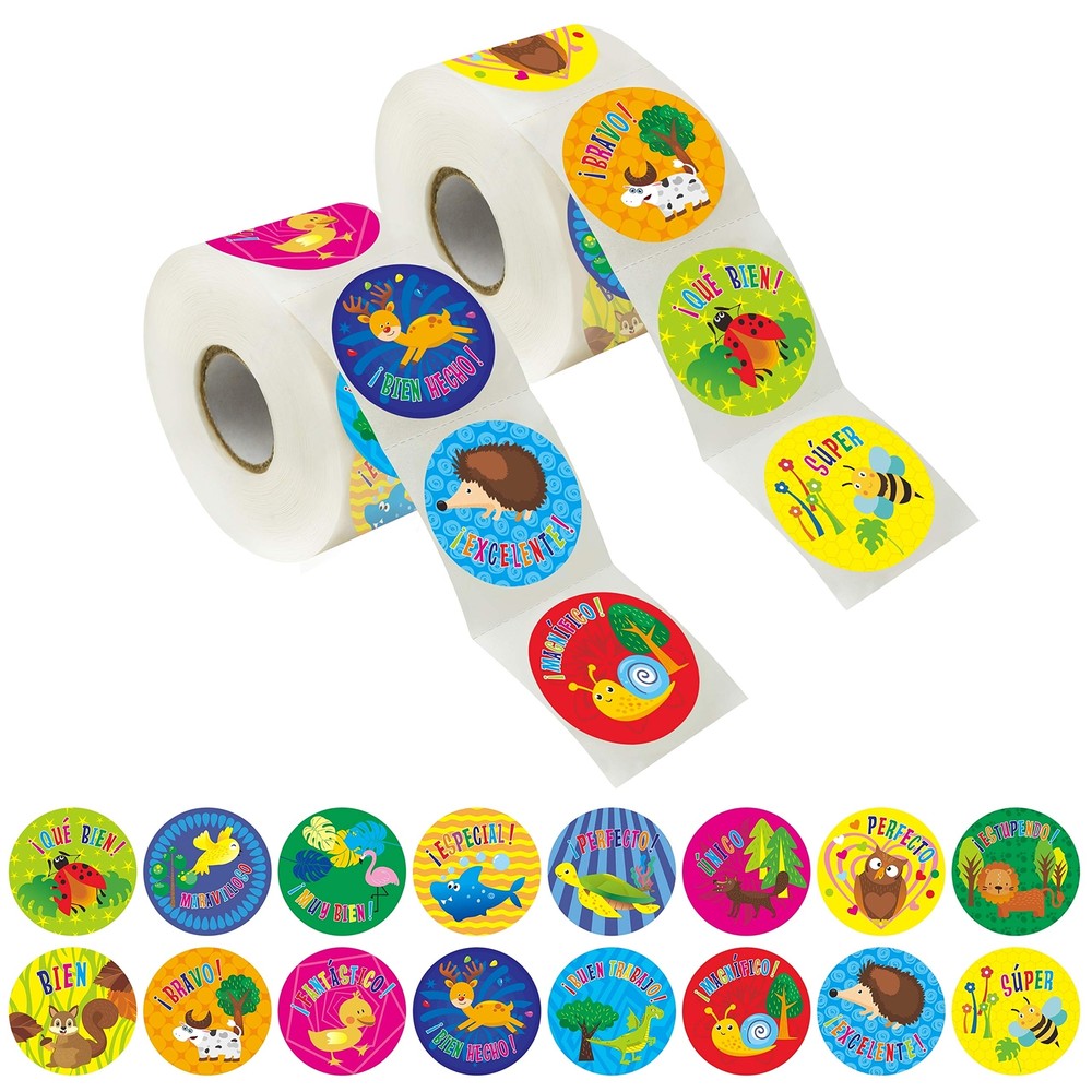 600 Pcs Motivational Spanish Round Sticker Teacher Reward Stickers for Classroom