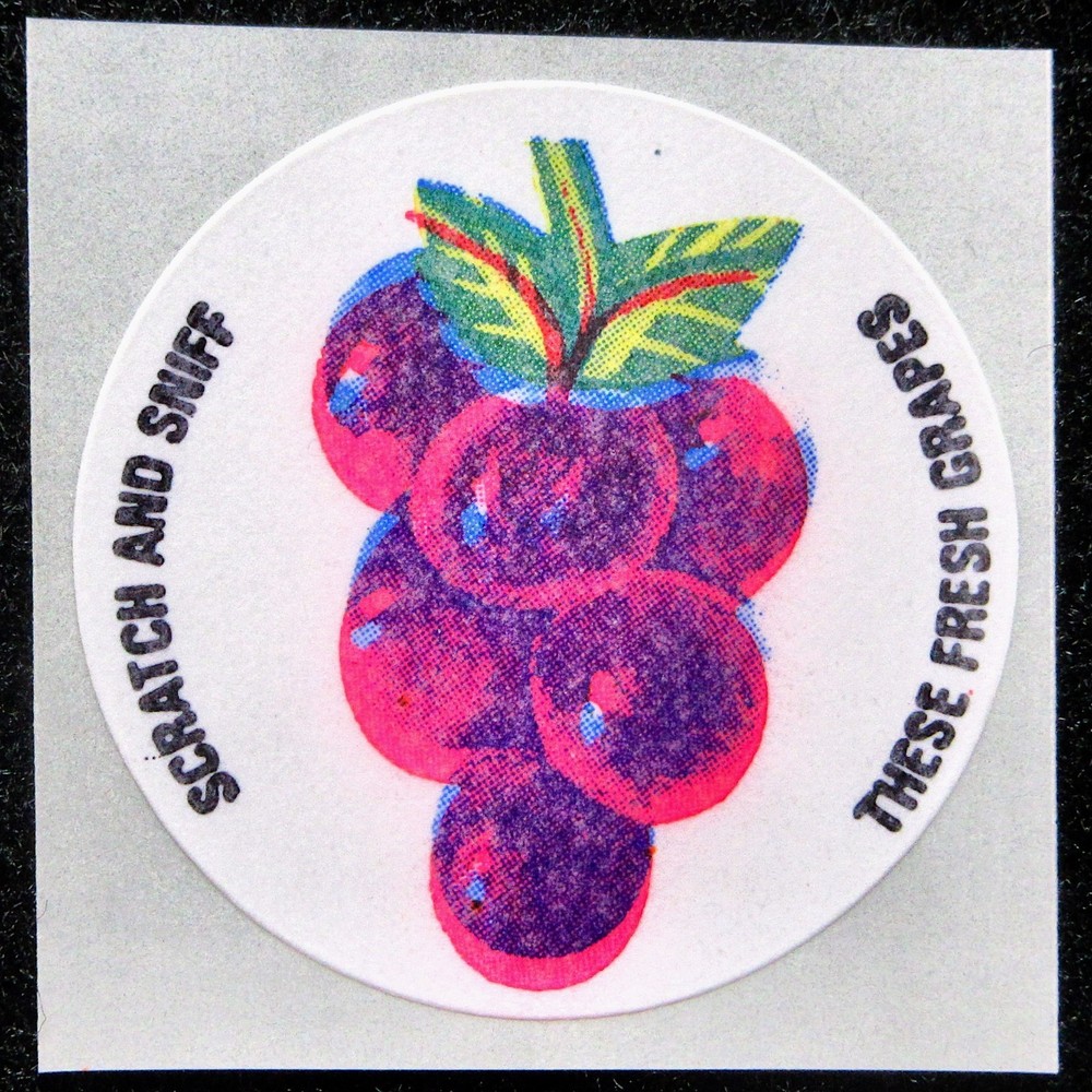 Vintage 3M Matte Scratch and Sniff Sticker FRESH GRAPES (RARE First Issue)