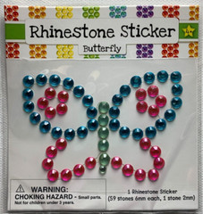 Butterfly Rhinestone Sticker Design 59 Stones Scrapbook Arts Crafts Pink Blue