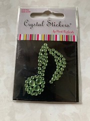 CRYSTAL STICKERS GEMSTONES NOTE MUSICAL NOTE LIME GREEN NOTE