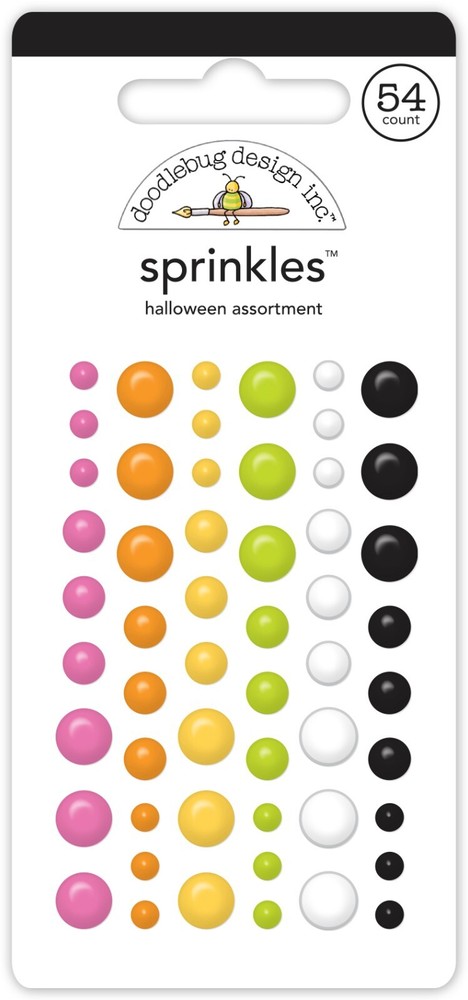 Doodlebug Sprinkles Halloween Assorted Dots Pink Orange Black White Green