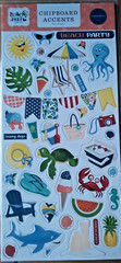 CARTA BELLA CHIPBOARD ACCENTS~BEACH PARTY~ LARGE 6″X13″~ BEACH TOYS