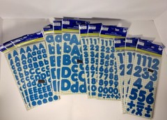 NEW~ SANDYLION Letters & Number Stickers ~ LARGE LOT Blue 12 Packs, 144 Sheets