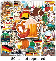 50 PCS Germany Travel World Stickers City Landmark Vacation Waterproof Vinyl