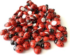 Enchanting 100 Mini Ladybug Stickers – Wooden, Self-Adhesive Garden Accents
