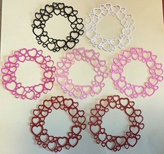 Hearts Circle Frame Heart Round Frame Die Cut Embellishments 6 pcs 3-7/8″