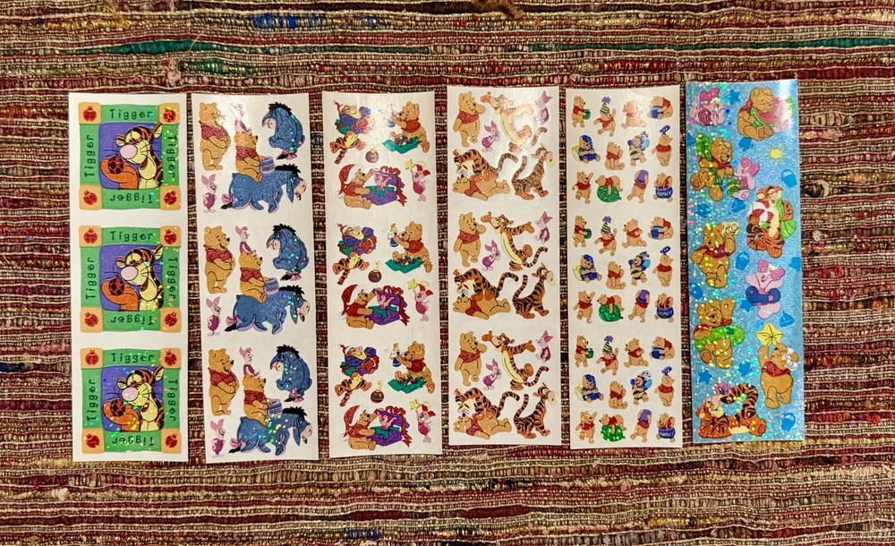 6 strips of vintage sandylion disney stickers ~ tigger winnie piglet eeyore