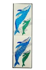 HAMBLY STUDIOS PRISMATIC SMALL BLUE TEAL WHALES OCEAN VINTAGE RARE RETIRED