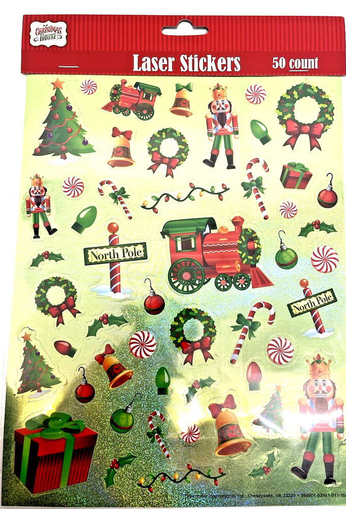 Christmas Holiday House laser stickers Nutcracker shiny 50 count