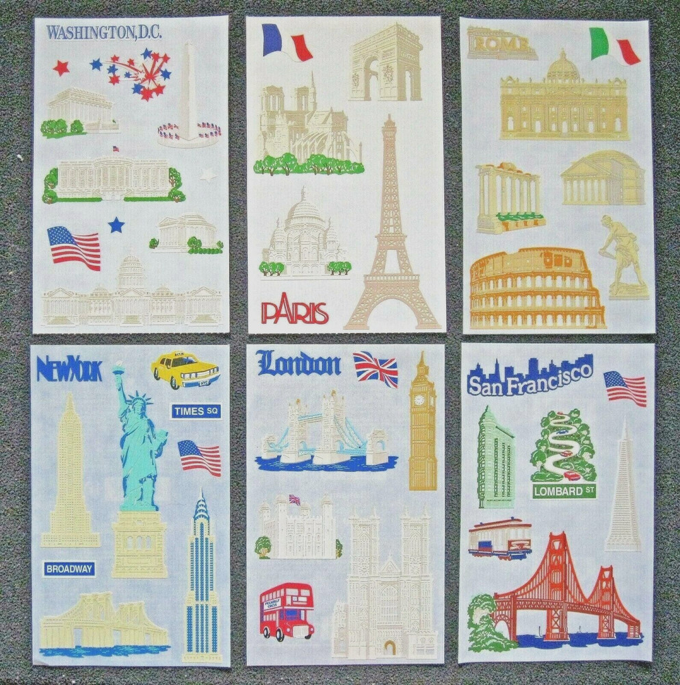 Mrs Grossman Six ‘Destinations’ 4 x 6 inch *Laser Cut* Sticker Sheets