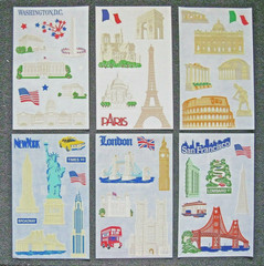 Mrs Grossman Six ‘Destinations’ 4 x 6 inch *Laser Cut* Sticker Sheets
