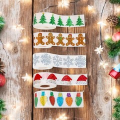 100 PCS Christmas Lights Tree Snow Santa Hat Gingerbread Metallic Foil Stickers