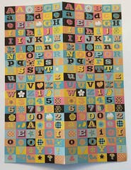 K&Company 5/8” SQUARE ALPHABET & NUMBER Stickers Brown Blue Pink Yellow