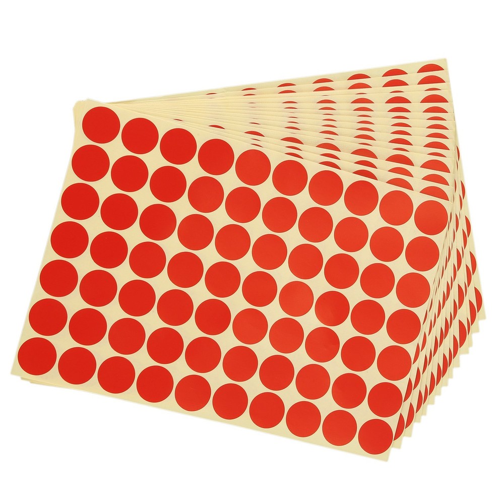 19mm Circles Round Code Stickers Self Adhesive Sticky Labels Red A4T12759