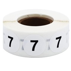White with Black Number 7 Circle Dot Stickers, 3/4 Inch Round, 500 Labels on …