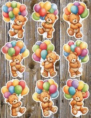 Balloon Bear Die Cut Vinyl Stickers Set Scrapbooking Laptop Water Bottle