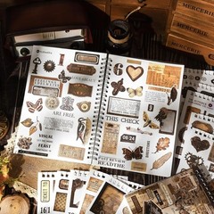 Pre-Cut Vintage Sticker for Journaling, 595PCS – 50 Sheets Washi Brown Scrapb…