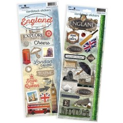 Stickers Cardstock PH 13″ England X2 Fish Chips Explore London Tour Bus Queen
