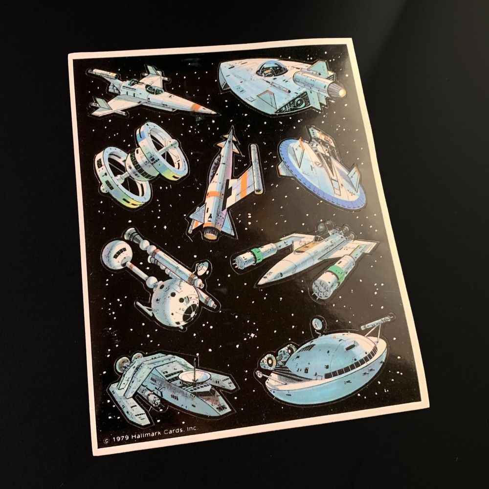 RARE SPACE Alien sci-fi planets cosmic galaxy HALLMARK VINTAGE sticker 1979